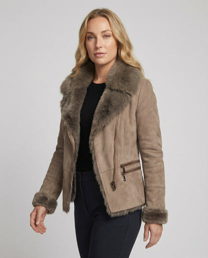 Eveloria Damen Winterjacke Elegant Kragen Schwarz - Eveloria