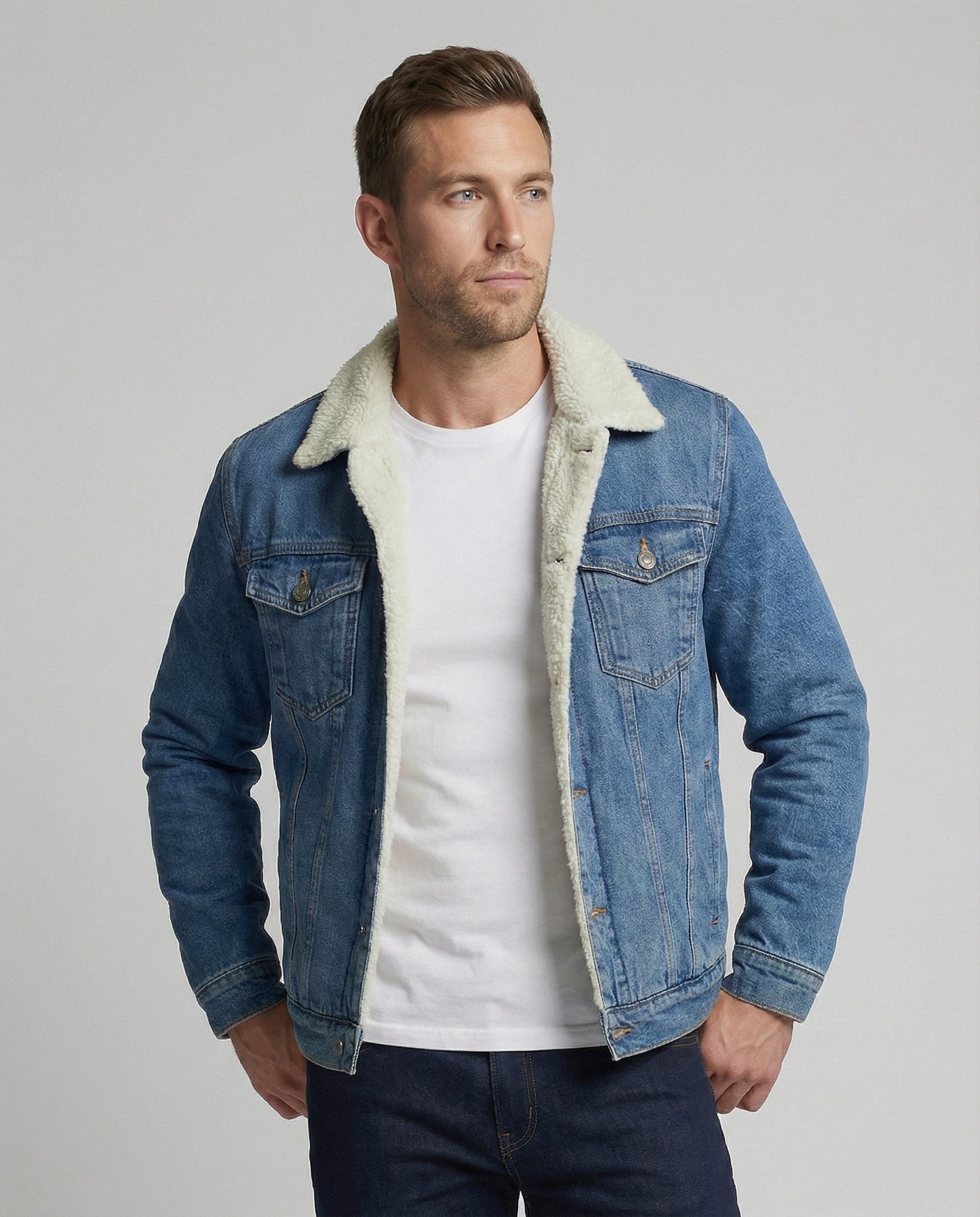 Warme Damen Denimjacke Winter Blau - Eveloria