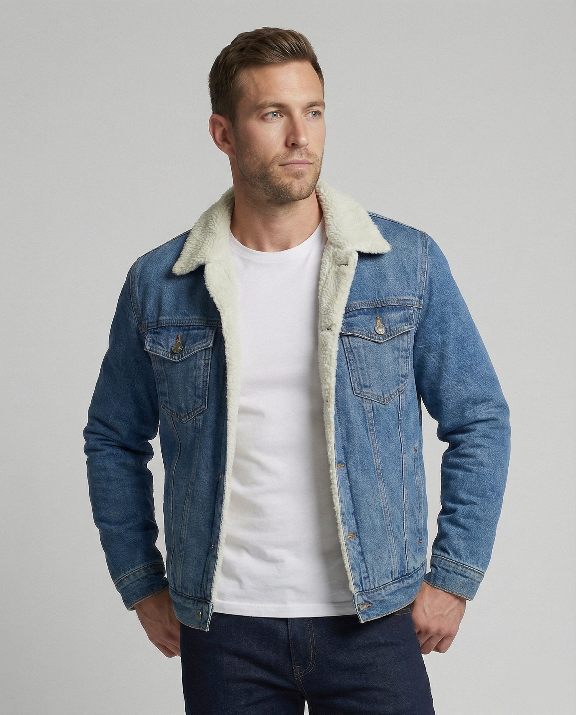 Warme Damen Denimjacke Winter Blau - Eveloria