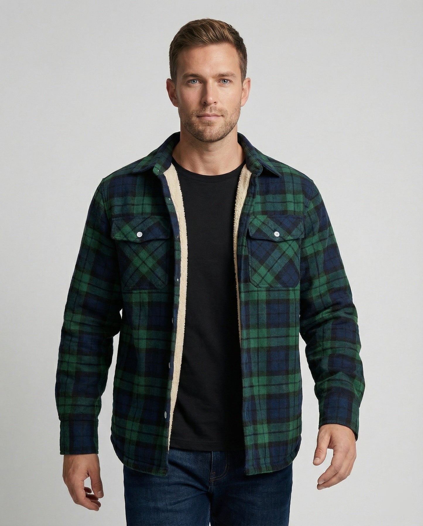 Fleecegefütterte Herren Karierte Winterjacke - Eveloria