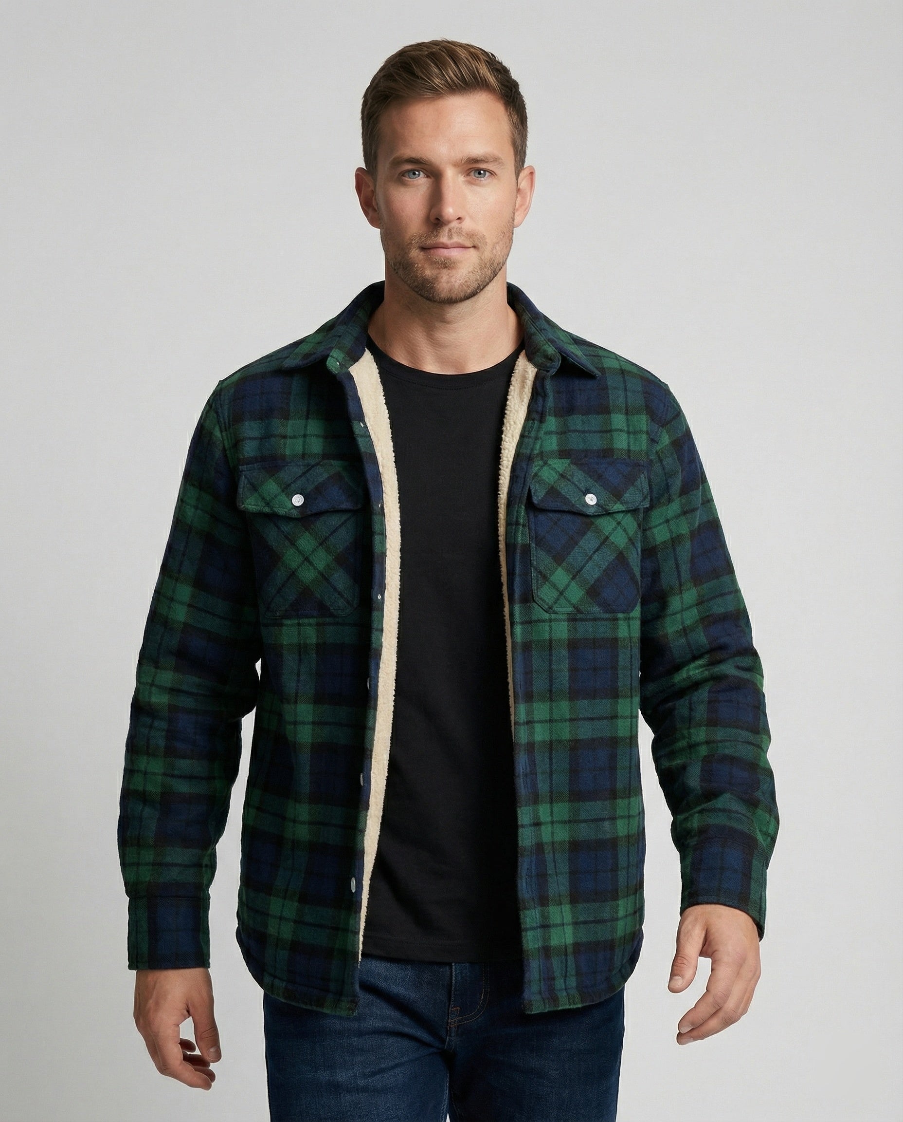 Fleecegefütterte Herren Karierte Winterjacke - Eveloria