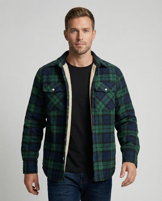 Fleecegefütterte Herren Karierte Winterjacke - Eveloria