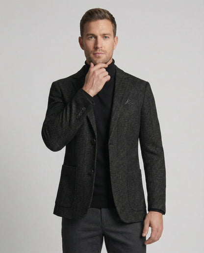 Herren Slim-Fit Sakko Tweed 2-Knopf