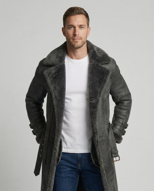 Langer Damen Wintermantel Wollstoff Schwarz - Eveloria