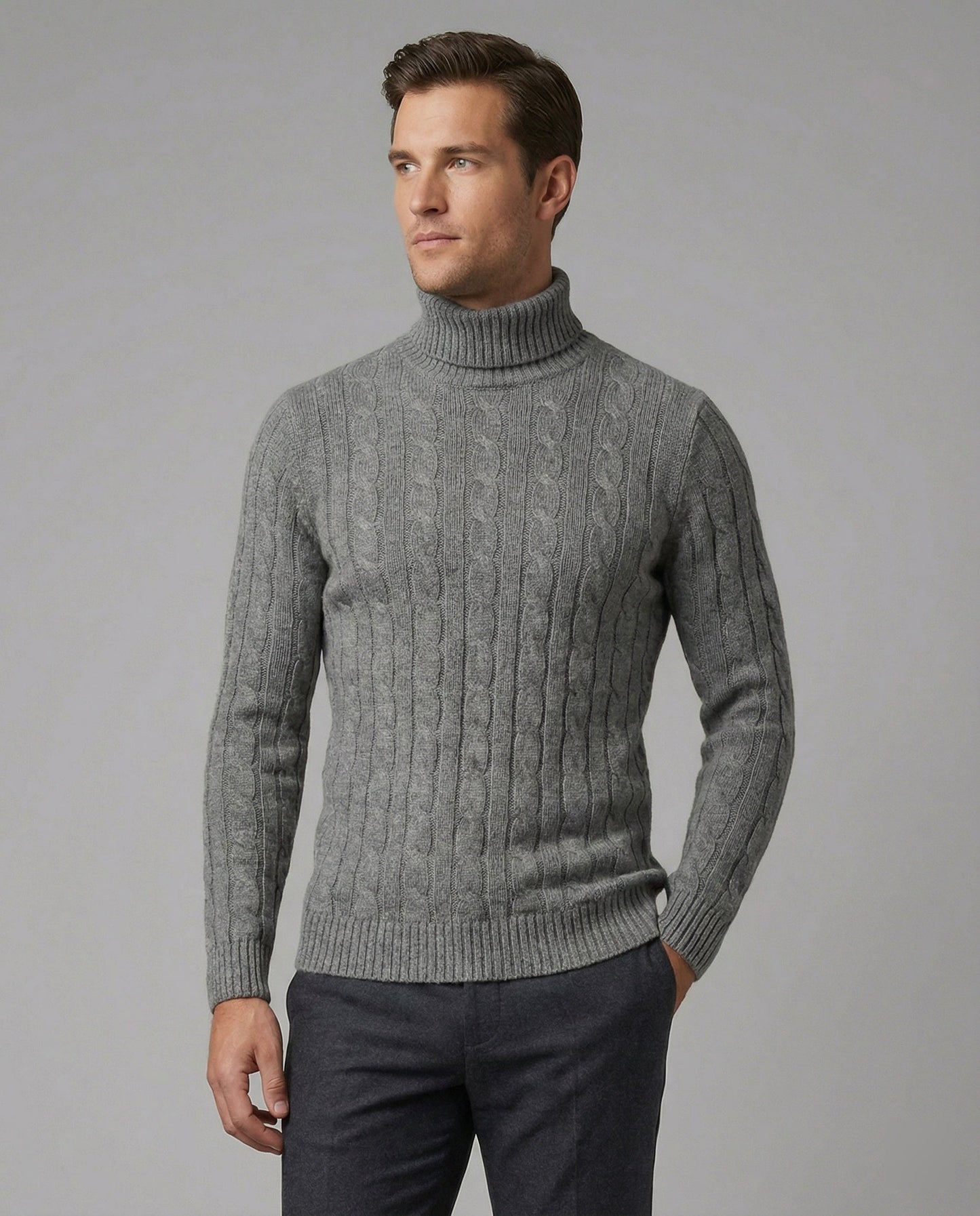Herren Rollkragenpullover Rippmuster - Eveloria