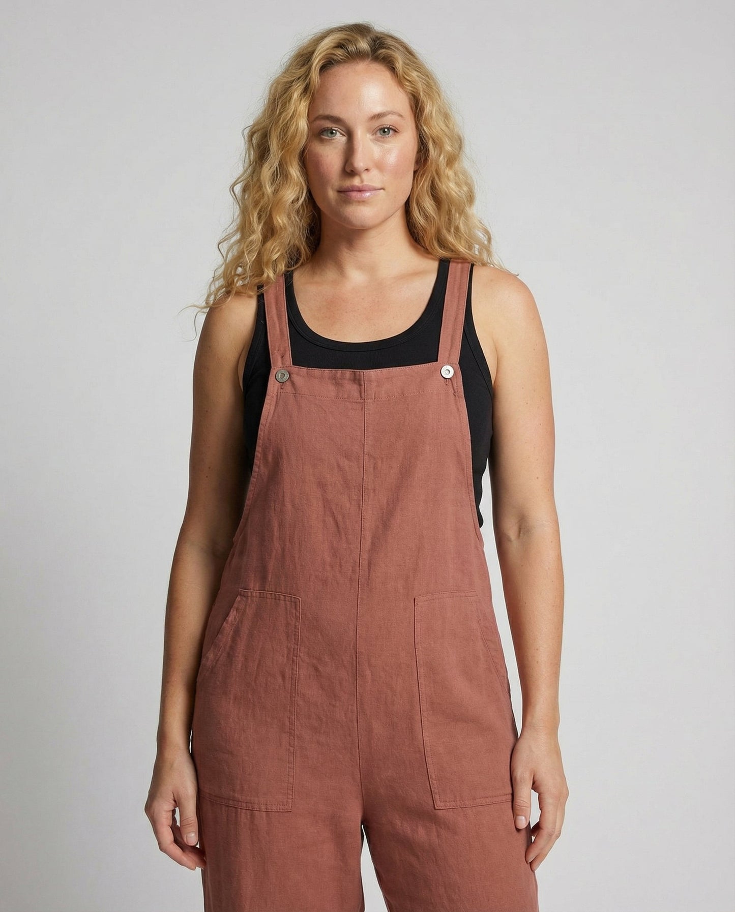 Eveloria Damen Sommer-Latzhose Leicht Baumwolle Beige