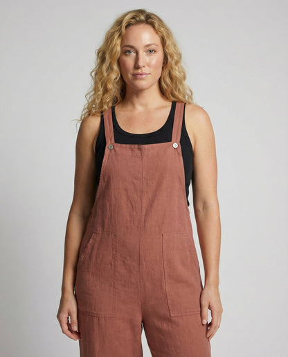 Eveloria Damen Sommer-Latzhose Leicht Baumwolle Beige