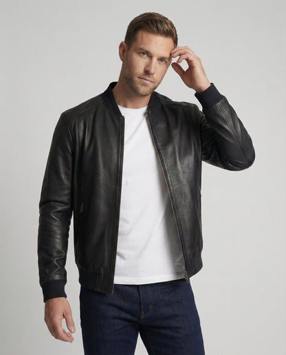 Herren Leder-Bomberjacke