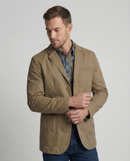 Herren Blazer Baumwolle Leger Blau
