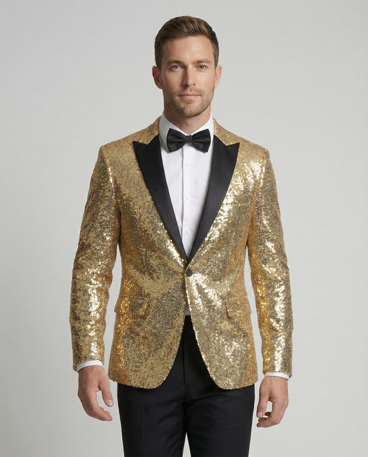 Eveloria Herren Blazer Pailletten Glänzend - Eveloria