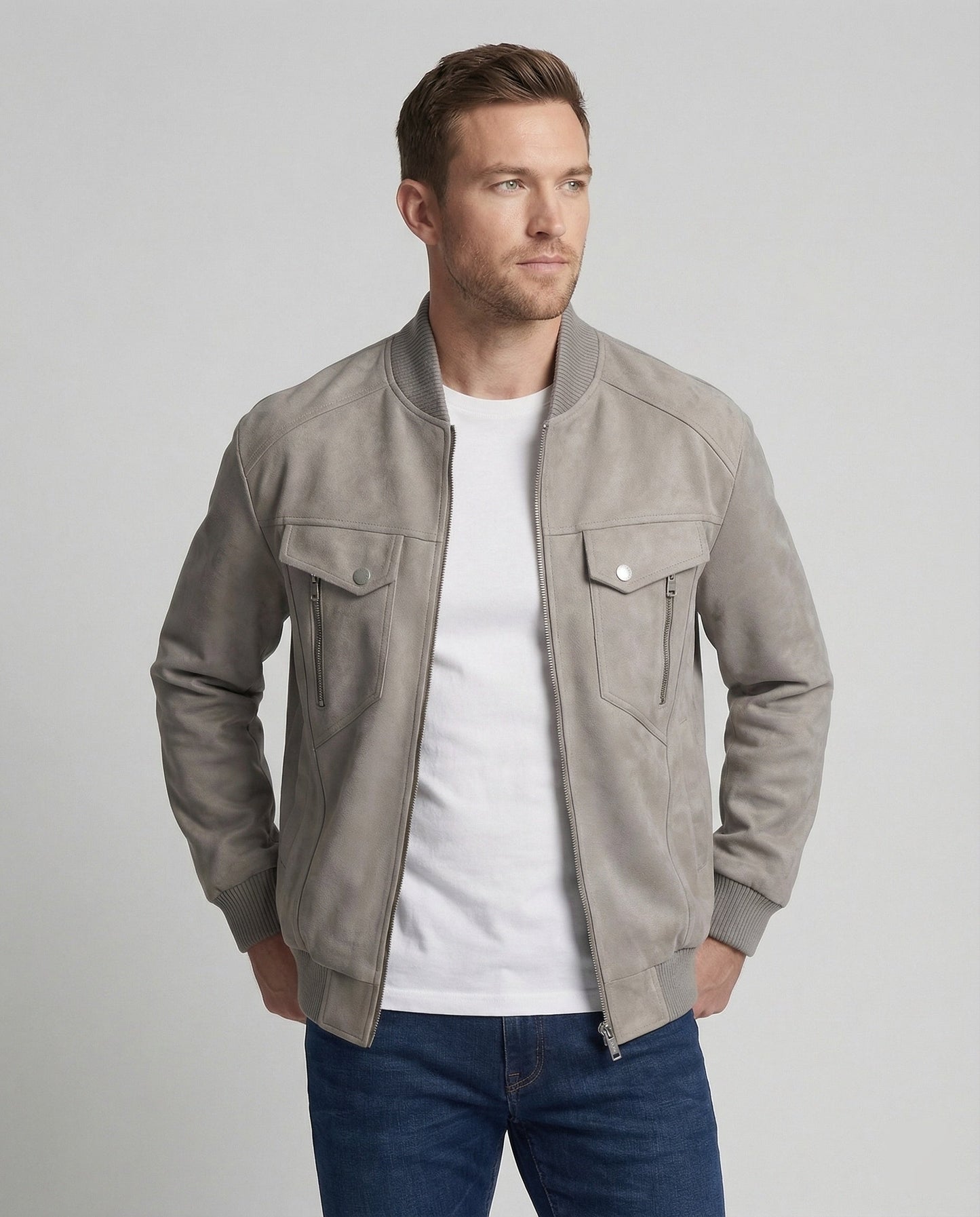 Herren Velour Bomberjacke Locker