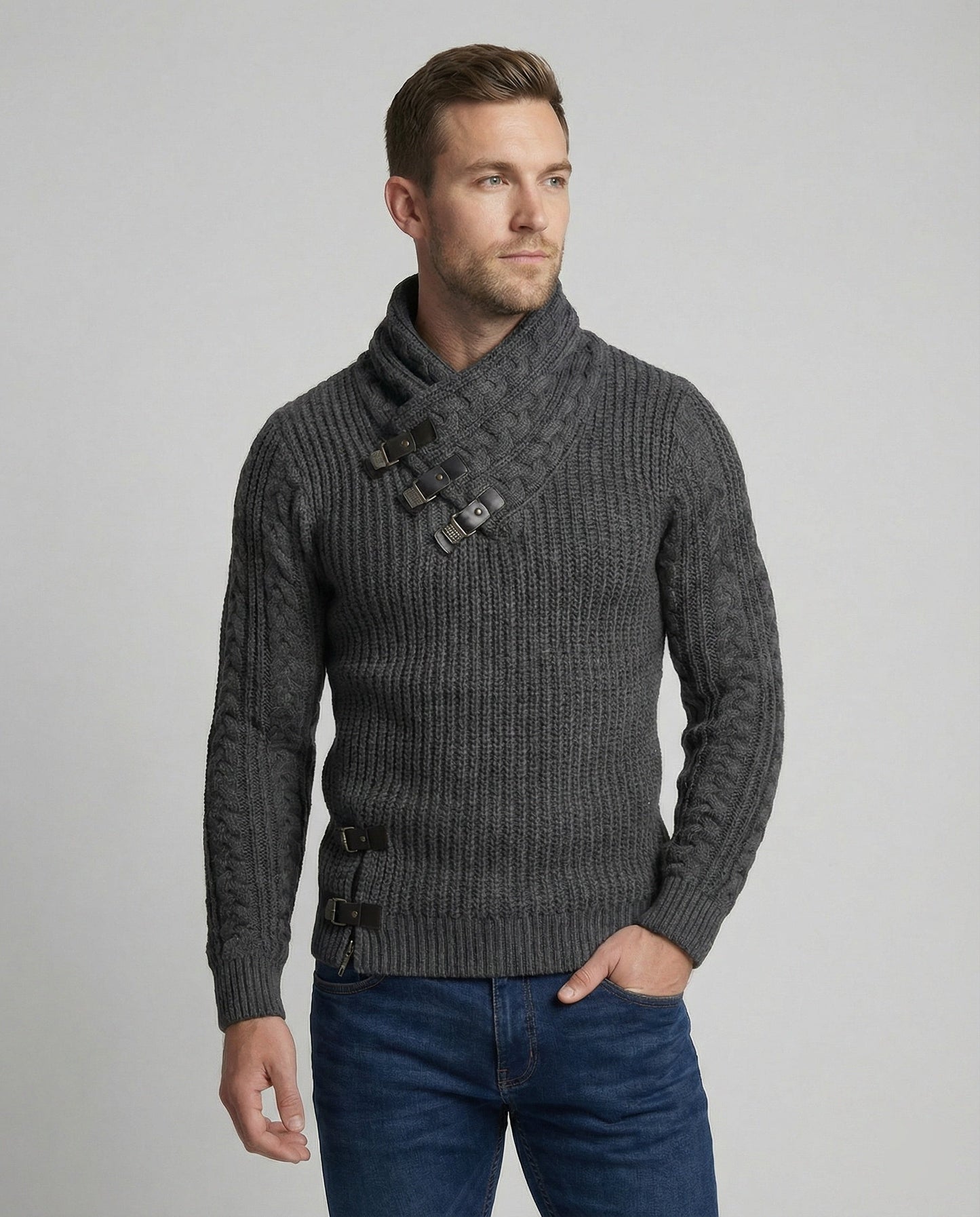 Herren Asymmetrischer Strickpullover - Eveloria