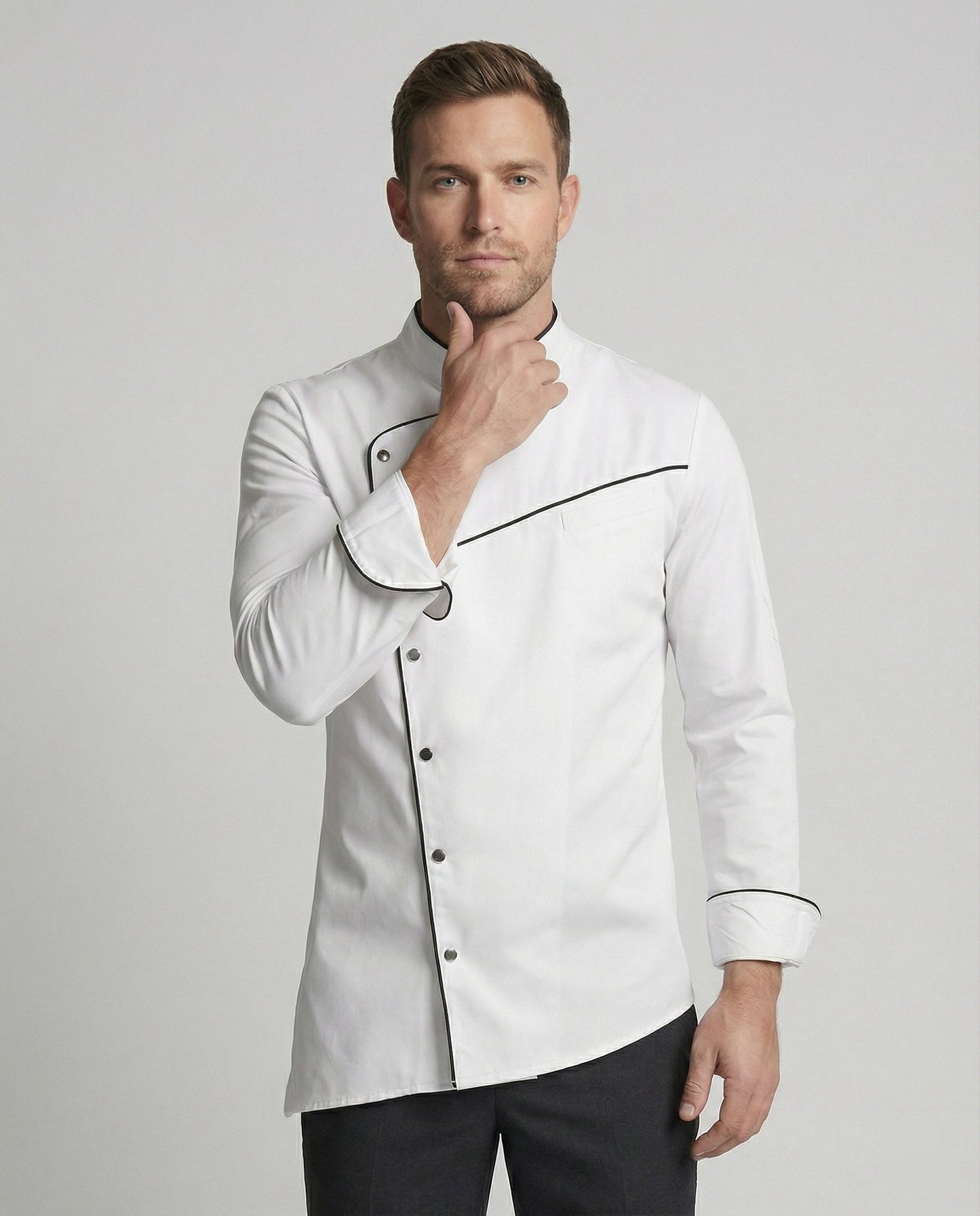 Herren Kochjacke Kontrast Elegant - Eveloria