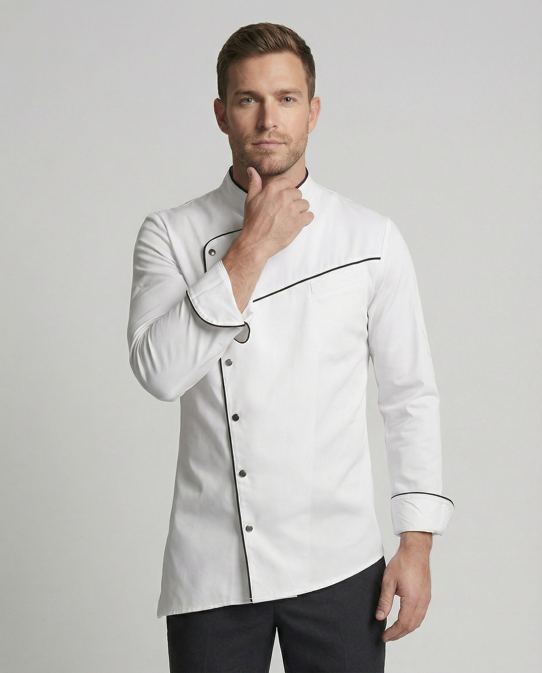 Herren Kochjacke Kontrast Elegant - Eveloria