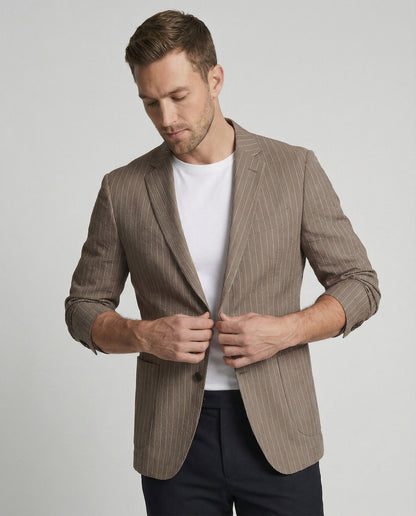 Herren Slim-Fit Sakko Nadelstreifen Sommer