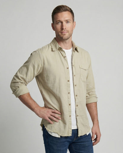 Herren Lässiges Hemd Asymmetrischer Saum Blau - Eveloria