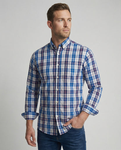 Herren Langarmhemd Flanell Kariert