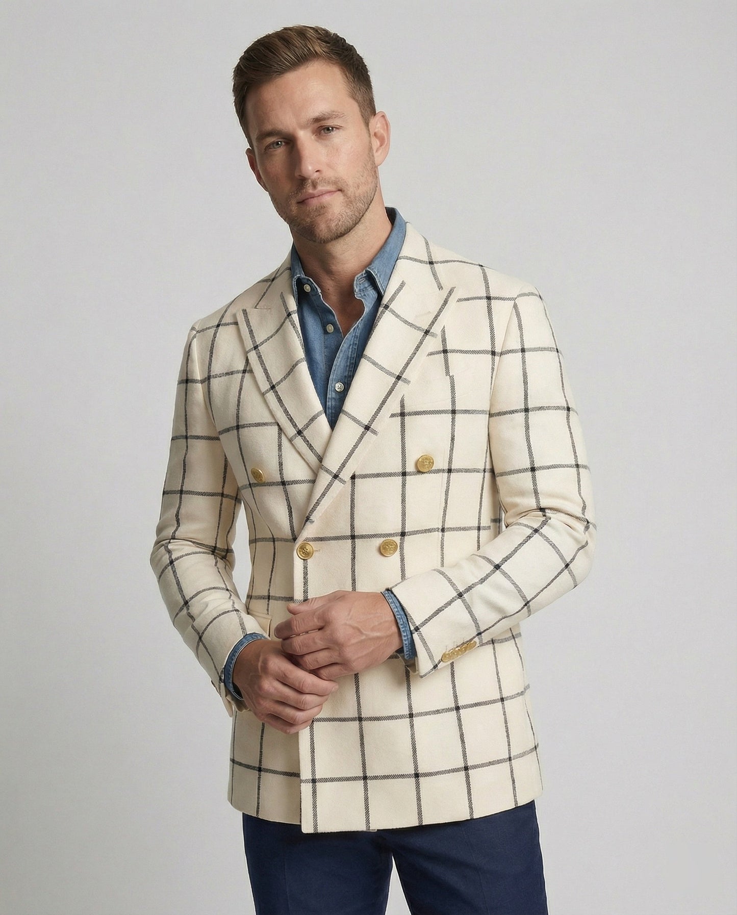 Herren Blazer Doppelter Knopfleiste Karo - Eveloria