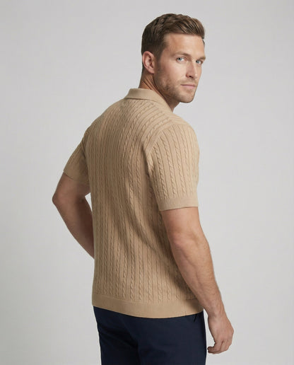 Herren Kurzarm Strickhemd Baumwolle Weiß