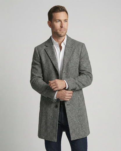 Herren Mantel Elegant Herbst Leder Braun - Eveloria