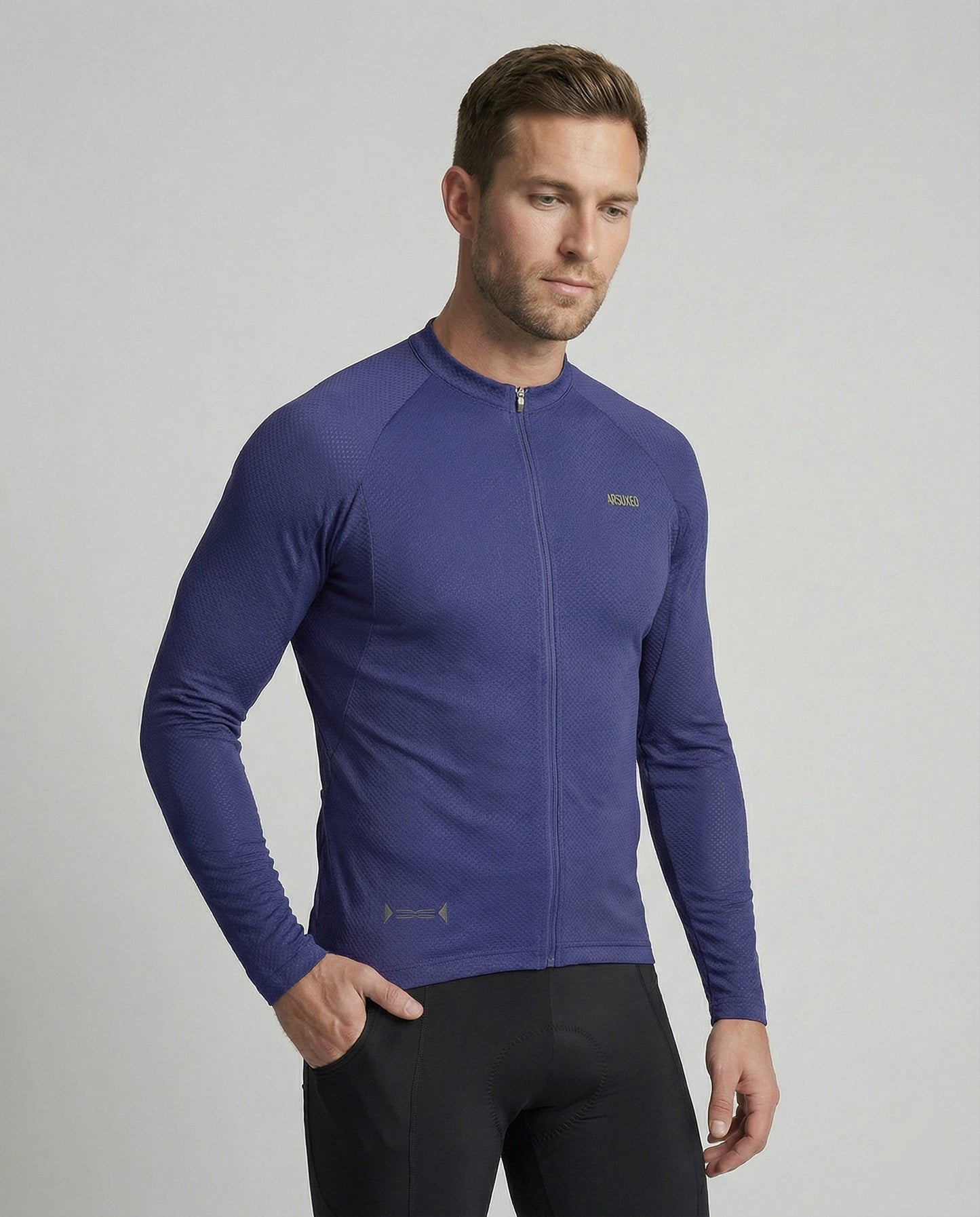 Herren Langarm Fahrradtrikot Mit Rückentaschen
