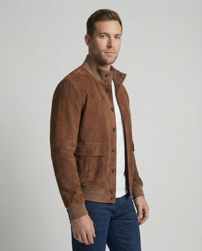 Herren Wildlederjacke Bomber Leder