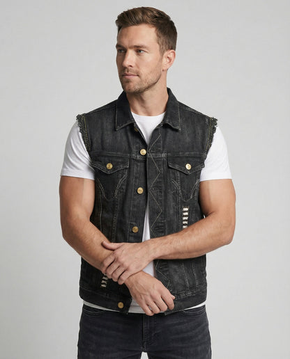 Herren Denimweste Blau - Eveloria