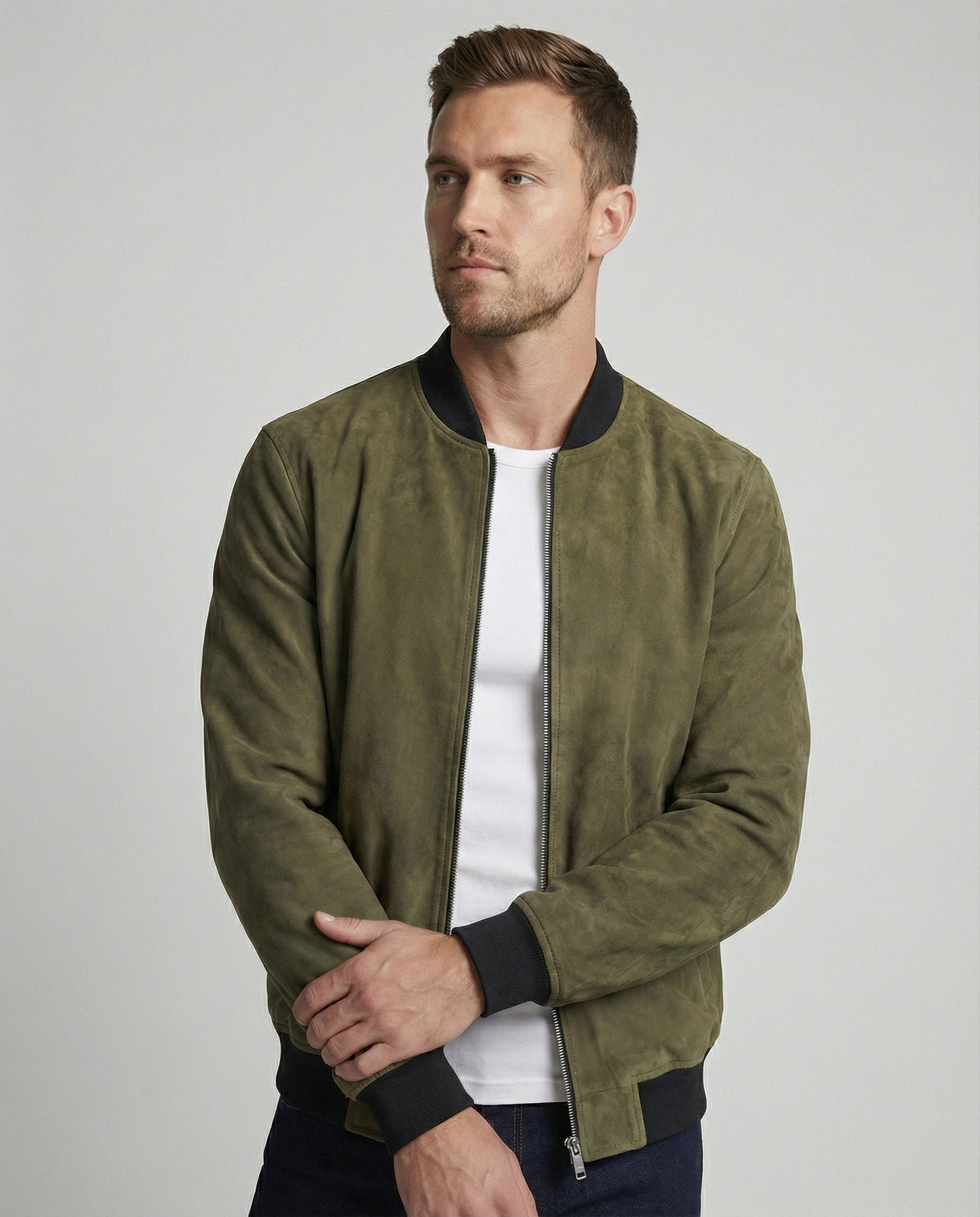 Herren Velours Bomberjacke