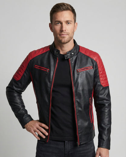 Herren Lederjacke Biker Stil