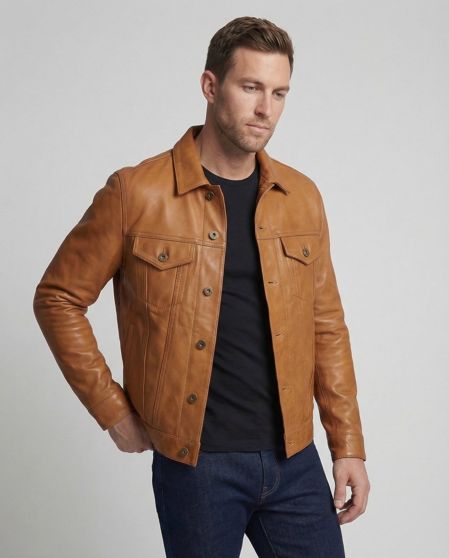 Herren Thermojacke Kunstleder