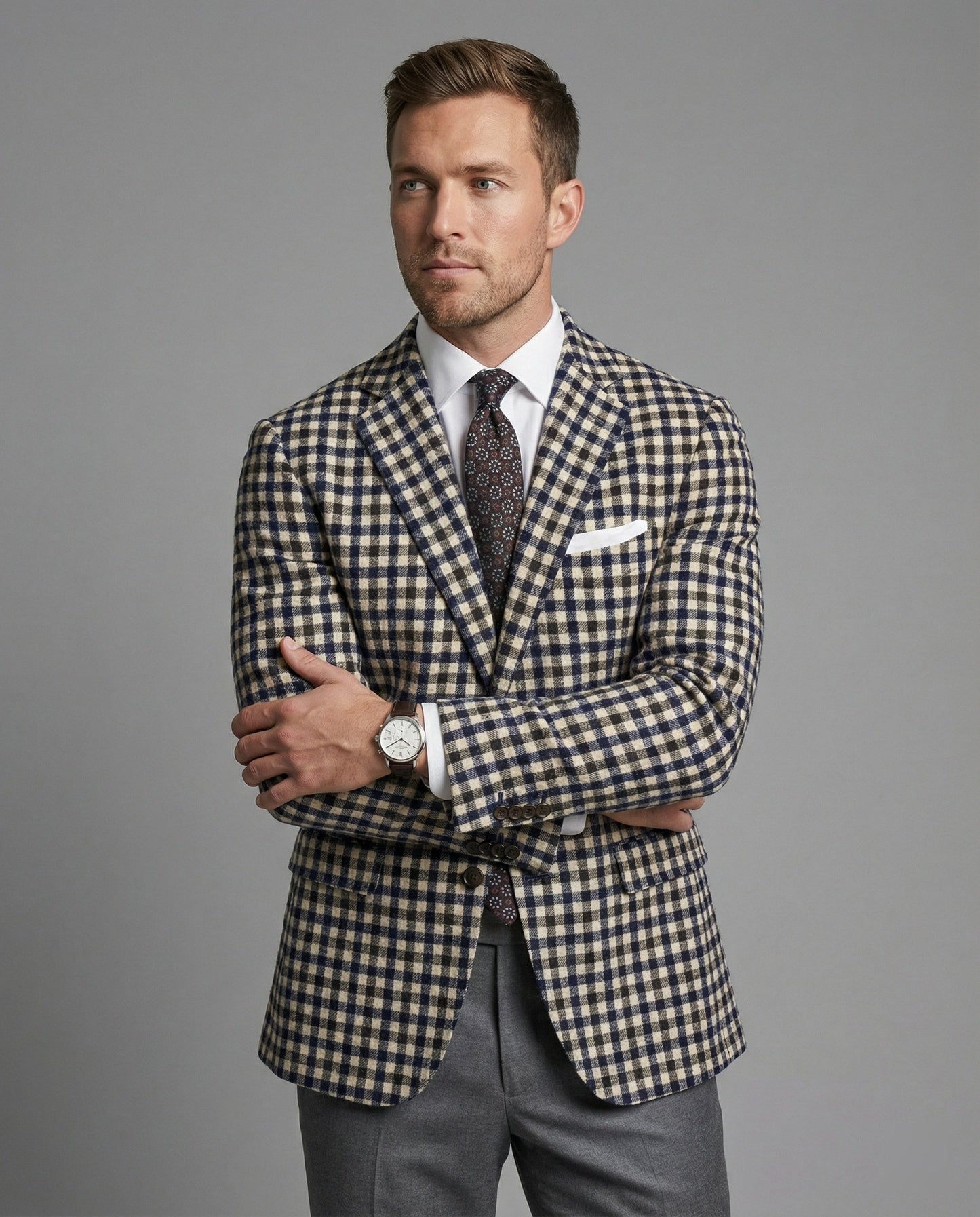 Herren Karierter Blazer Sportlich Eleganter Wollblazer - Eveloria