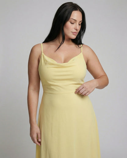 Eveloria Damen Kleid Lang Drapiert Mit Einem Eingebauten Bh
