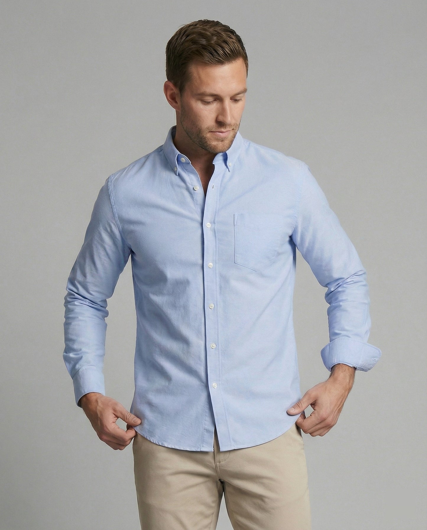 Herren Slim Fit Oxfordhemd Baumwolle Weiß