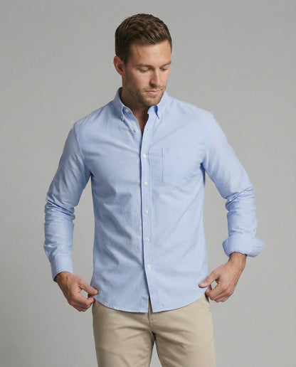 Herren Slim Fit Oxfordhemd Baumwolle Weiß