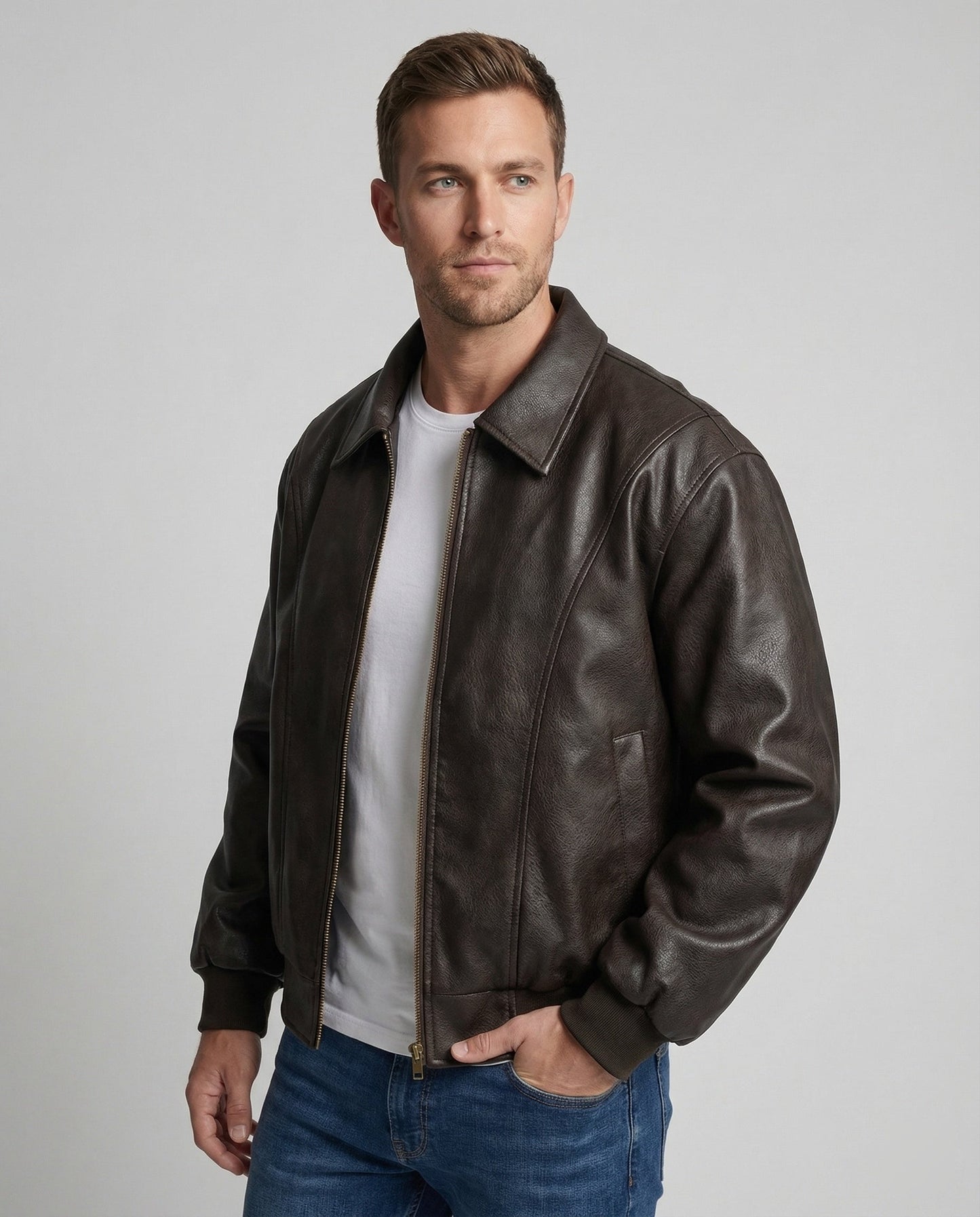 Herren Lederbomberjacke