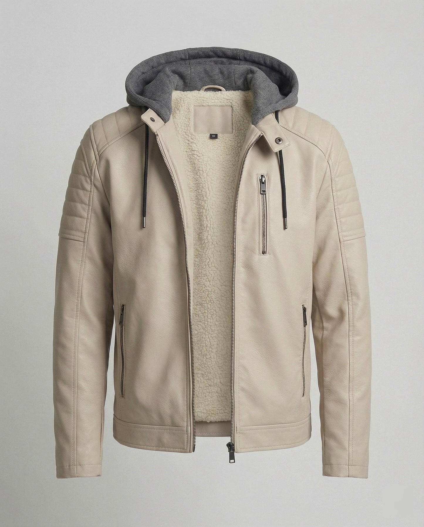 Herren Lederjacke Kapuzenjacke Leder