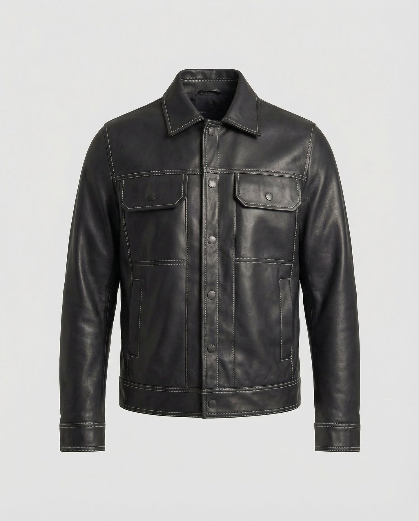 Herren Overshirt Lederjacke Braun - Eveloria