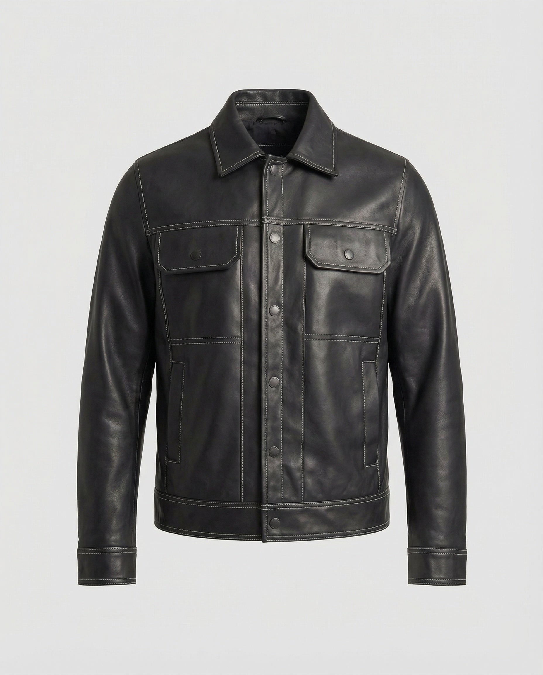 Herren Overshirt Lederjacke Braun - Eveloria