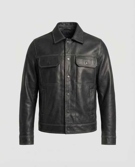 Herren Overshirt Lederjacke Braun - Eveloria