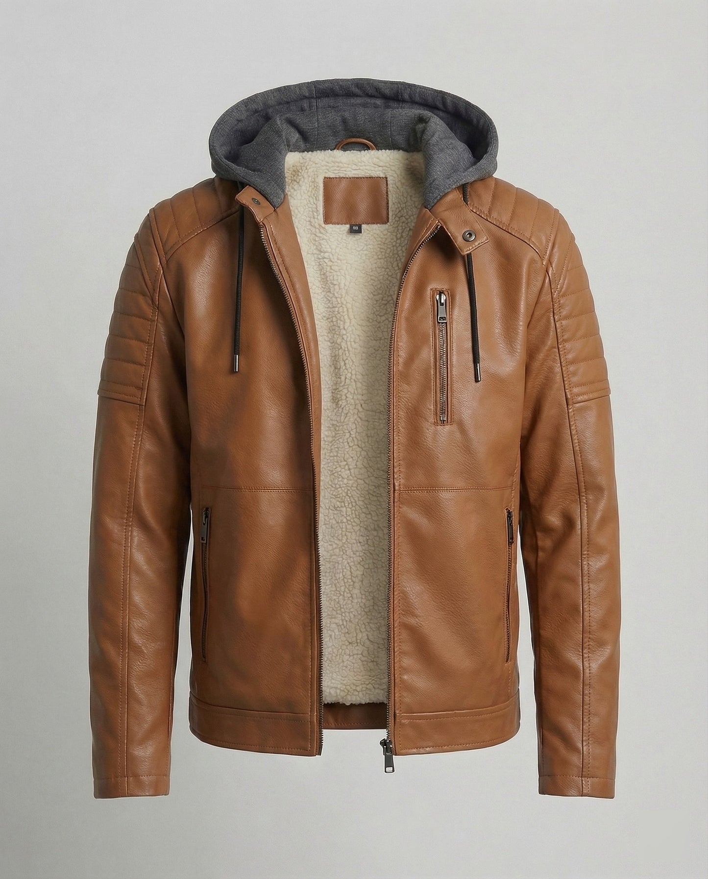 Herren Lederjacke Kapuzenjacke Leder