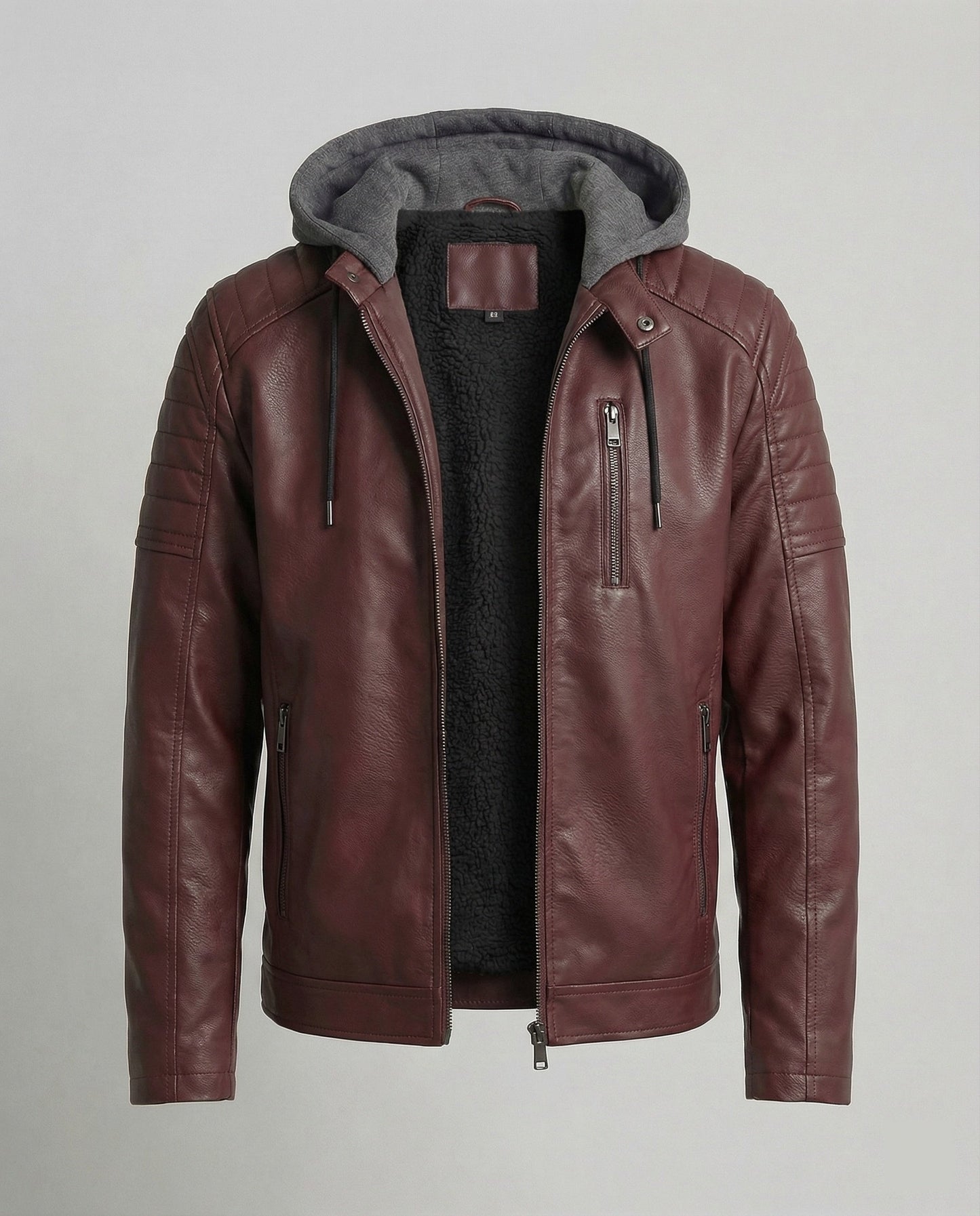 Herren Lederjacke Kapuzenjacke Leder