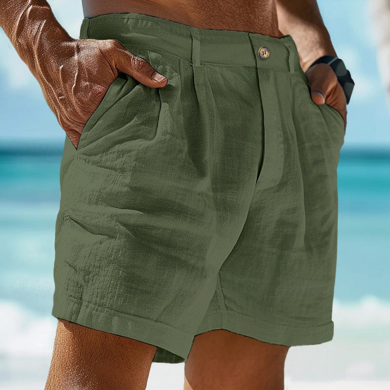 Herren Casual Shorts Kordelzug Taschen Beige
