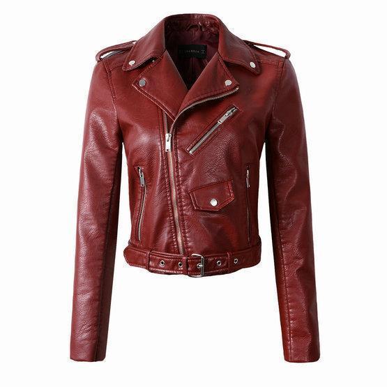 Damen Bikerjacke Asymmetrischer Reißverschluss Leder