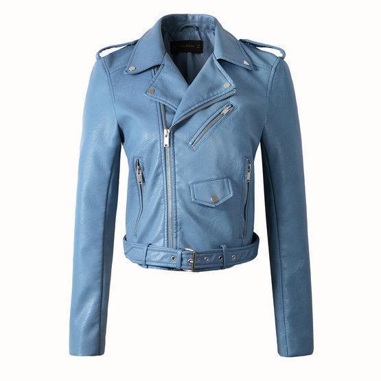 Damen Bikerjacke Asymmetrischer Reißverschluss Leder