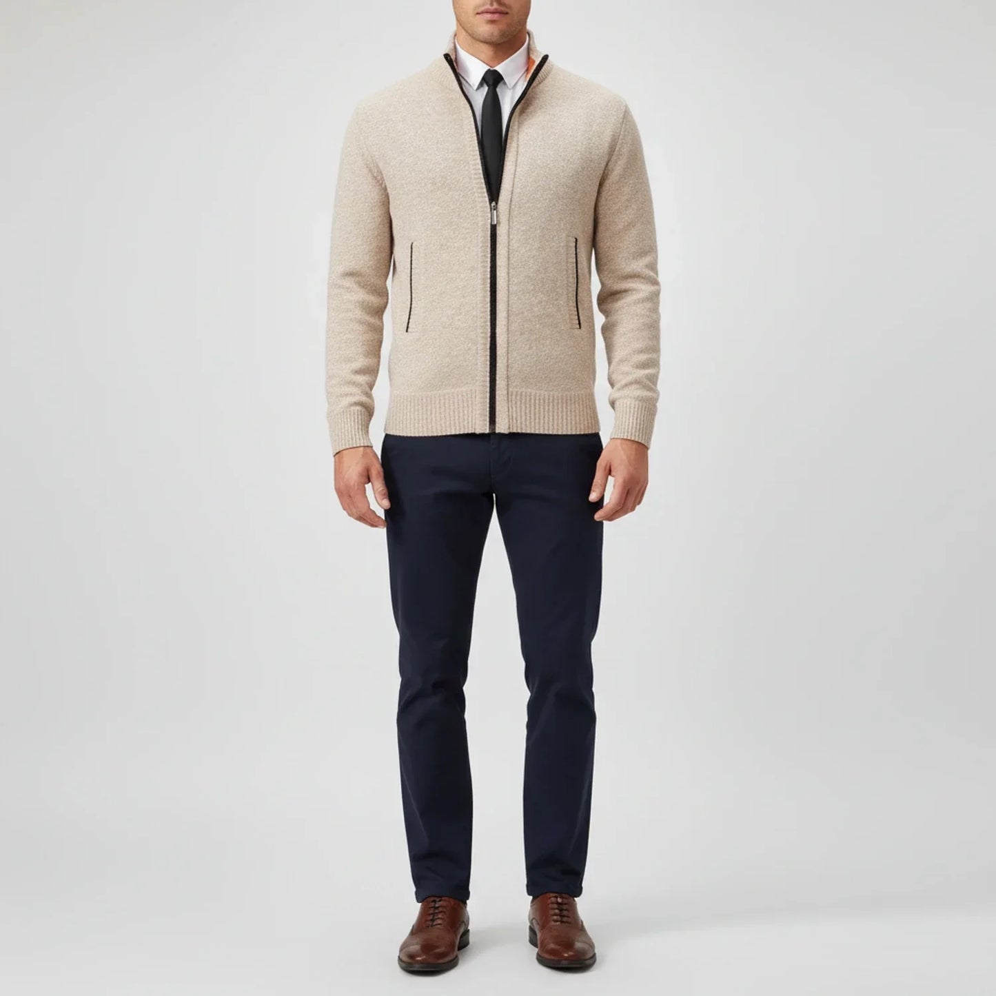 Herren Strickjacke Reißverschluss Vorne