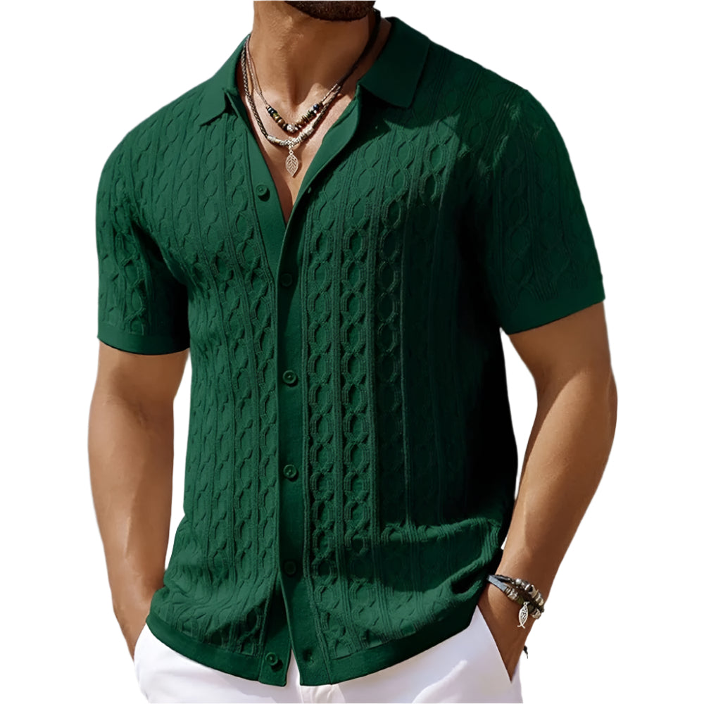 Reinhard Herren Polo-Shirt Strukturiert Knopfverschluss Weiß - Eveloria