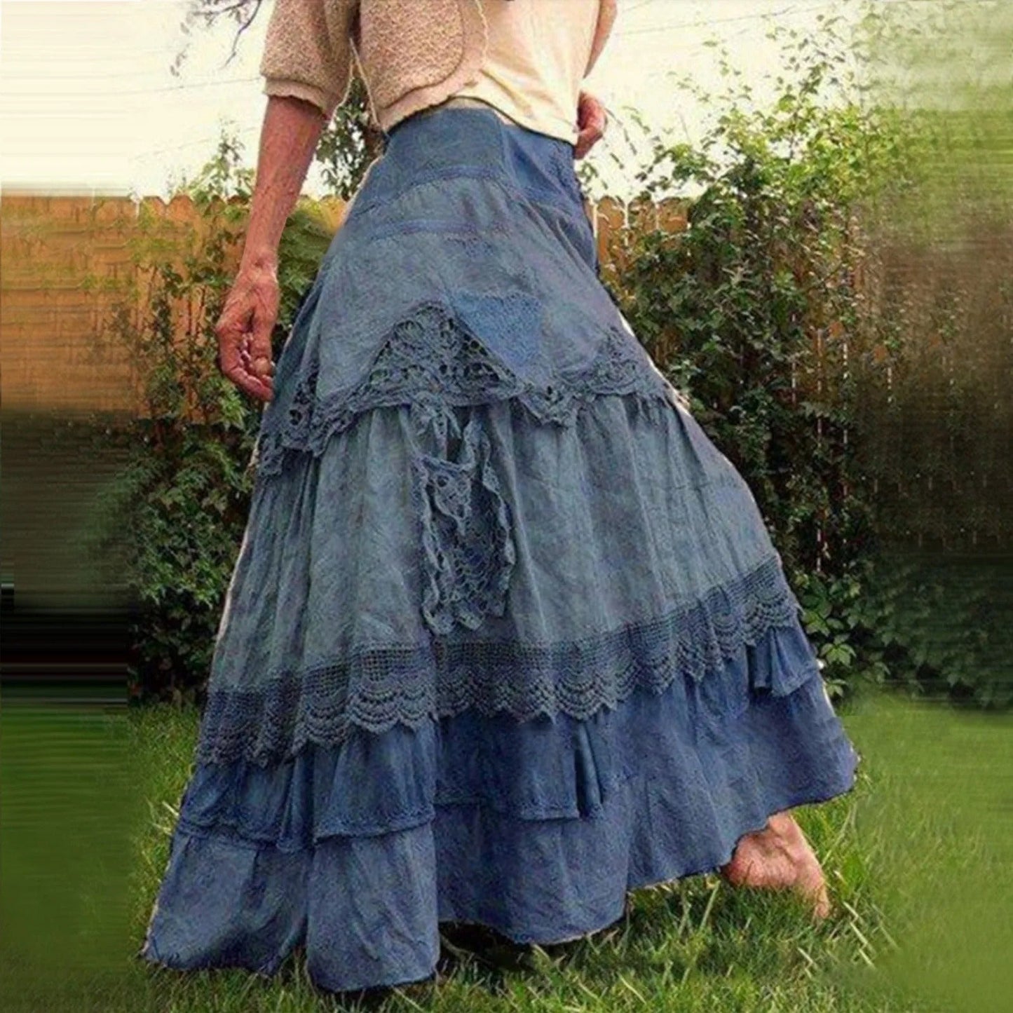 Eveloria Damen Boho-Rock Spitze Lang - Eveloria