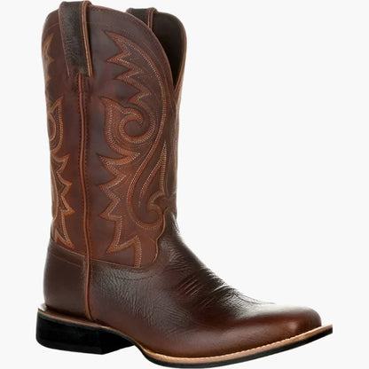 Herren Cowboy-Stiefel Westernstil Leder Braun - Eveloria