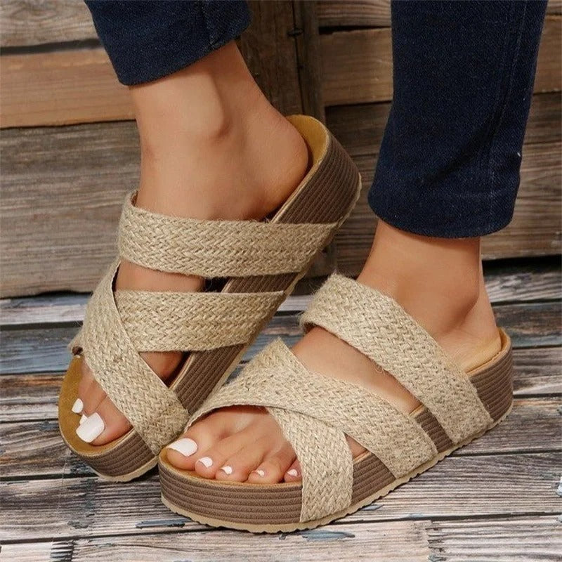 Damen Plattform Slide Sandalen