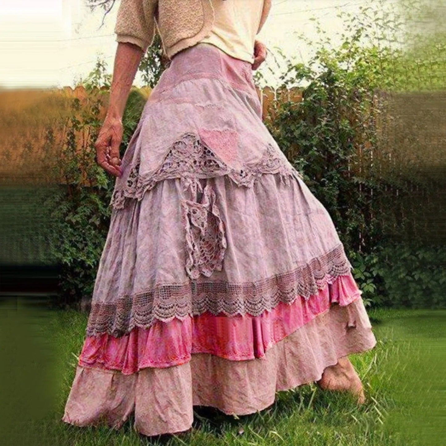 Eveloria Damen Boho-Rock Spitze Lang